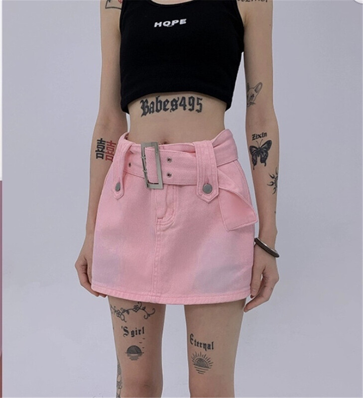 [Muxi] Korean version high waist A-shaped short skirt, half skirt (with belt) ys2-8810# WPL