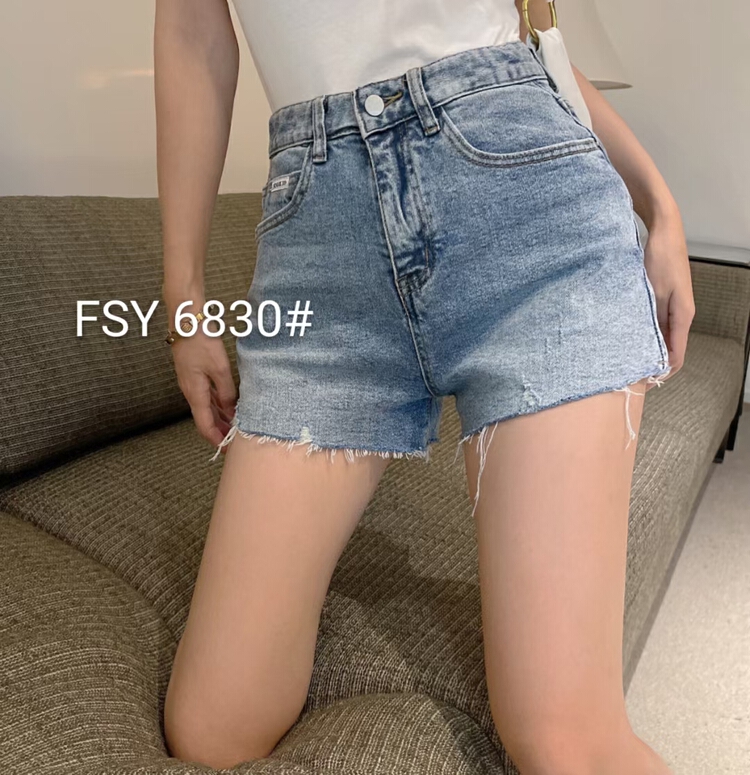 [x2 Fansi feather] slim high waist comfortable denim shorts 6830# WTT