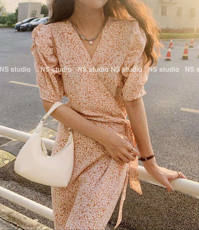 [N.S] French retro one piece floral lace up dress 12291# WPL