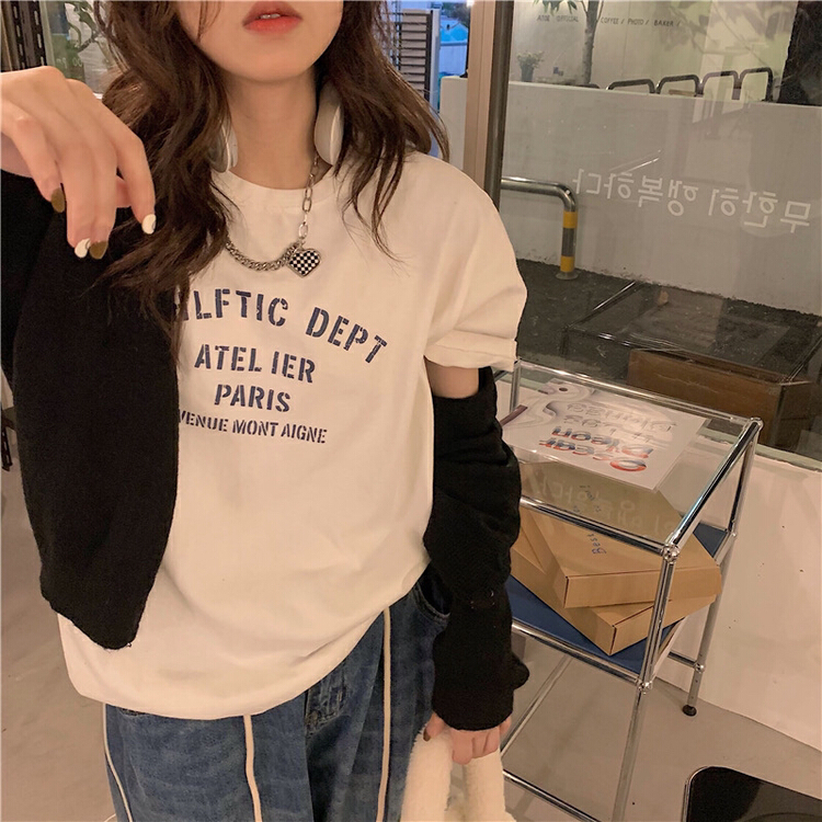 New year in early spring! [LML] Korean fashion loose letter Pullover short sleeved T-shirt (only short sleeved T-shirts) 8214# ozq