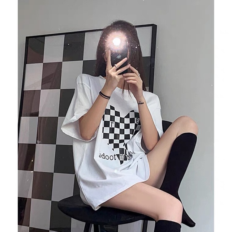 New year in early spring! [ziyijia] love Plaid Pullover short sleeve T-shirt 6002# WTT