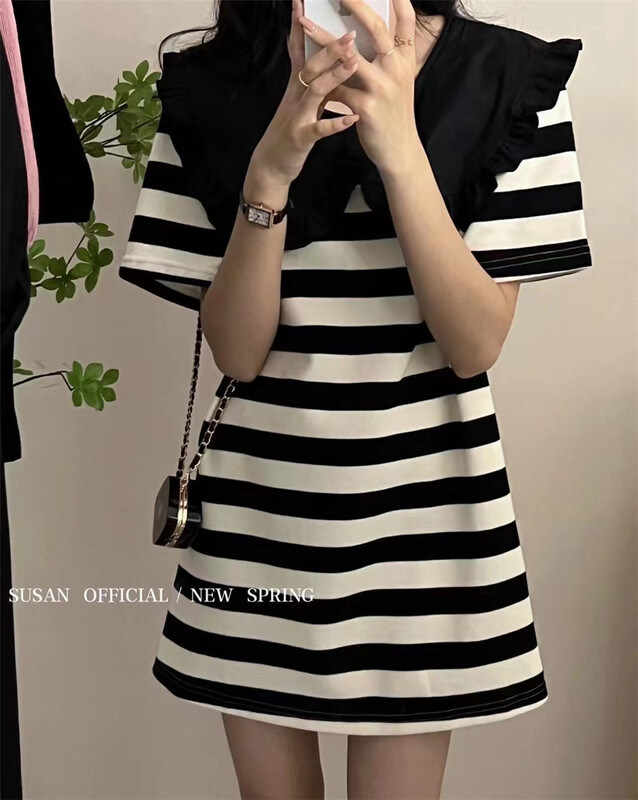 New in early summer! [Susan] striped Korean fashion aging dress s1091# LSW