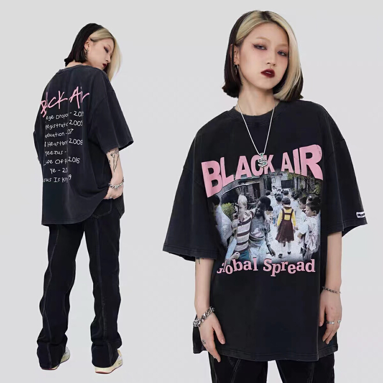 [kakamee] American retro street style short sleeve T-shirt (excluding necklace) 3952# LSL