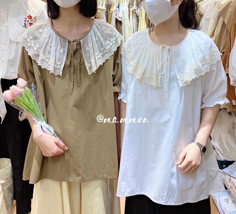 New in early summer! [Mammon] simple baby collar single breasted shirt 1577# XYY