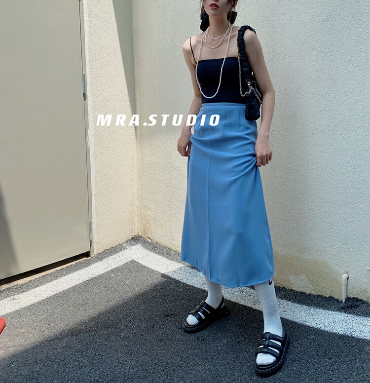 Original price 77.83! New in early summer! [MRA] Korean version simple and versatile lady high waist skirt m1620# zxl