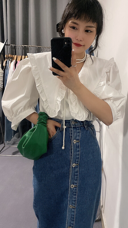 [noodles] temperament short doll collar shirt 8903# ozq