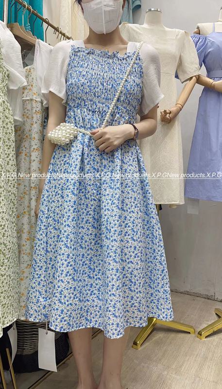 New in early summer! [x.p.g] design niche elastic Chiffon floral dress 020556# hjy
