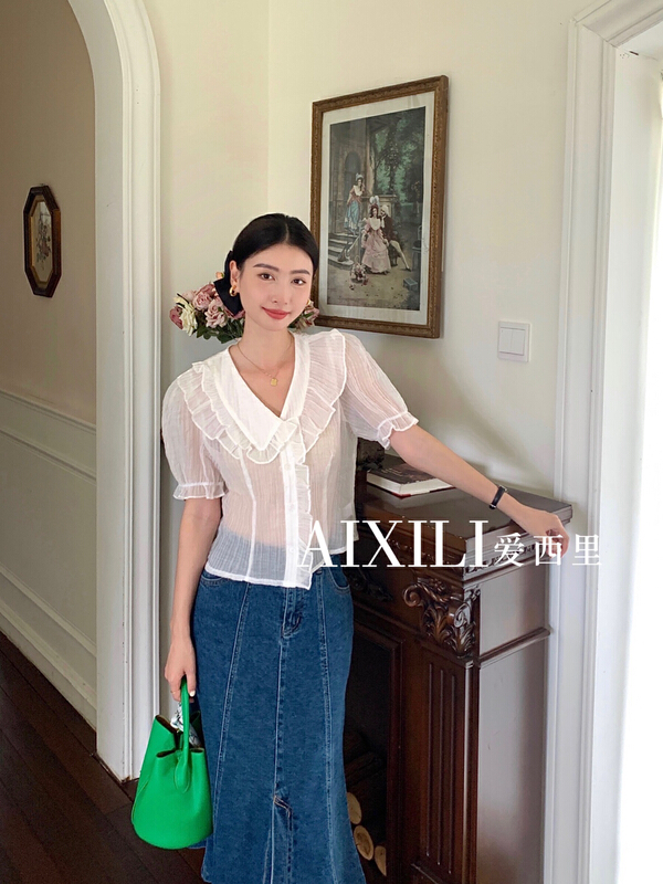 New in early summer! [aixili aisili] sweet, gentle and versatile blouse 6309# WPL