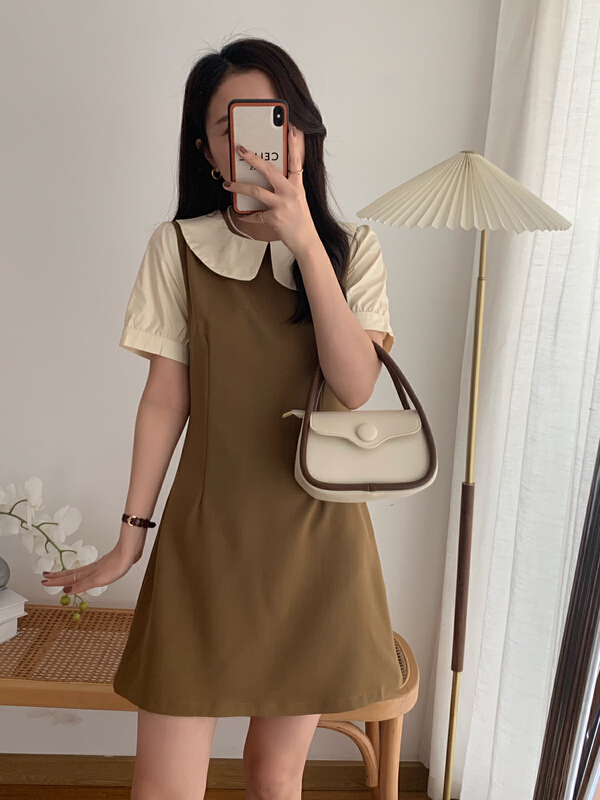 New in early summer! [victory. 2] Korean fashion doll collar fake two-piece dress b108# WPL