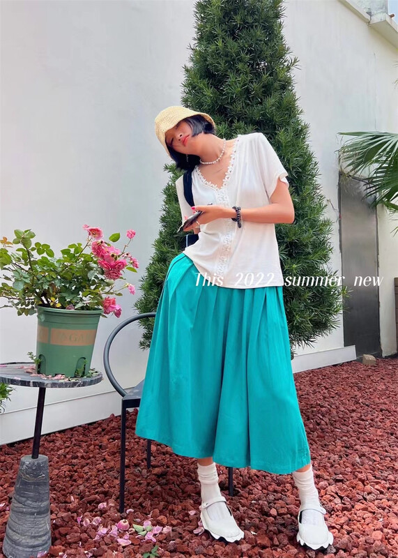 [this] Korean style pleated loose skirt sk215# CSX