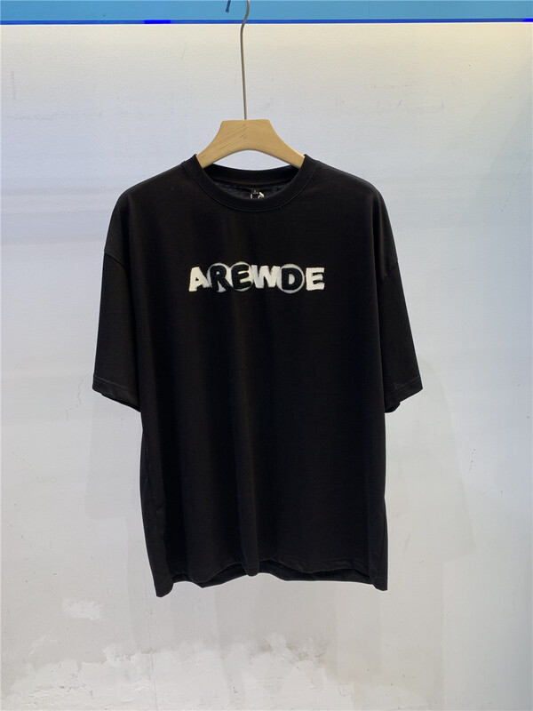 [Parkson] round neck loose flocked short sleeve T-shirt 5634# ZZL