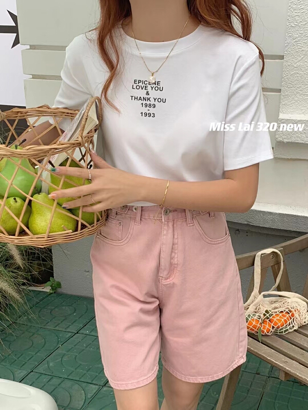 Live broadcast ⑥! [HH & miss Lai] letter round neck fashion short sleeve T-shirt (T-shirt only) ys1-320# L