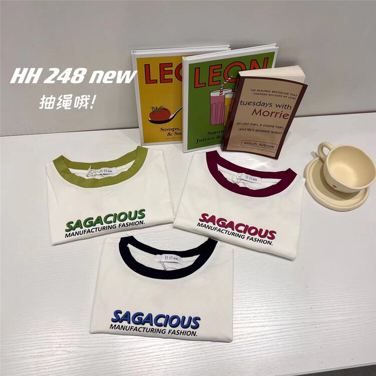 [HH & miss Lai] Korean alphabet printed drawstring Spice Girls short sleeve T-shirt 248# L