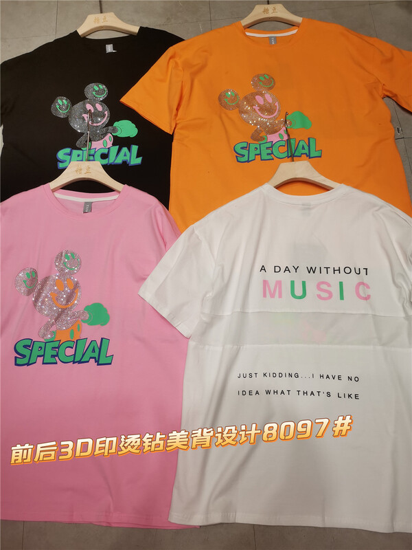 New in early summer! [tangdou original] hot drill Mickey Pullover short sleeve T-shirt 8097# WTT