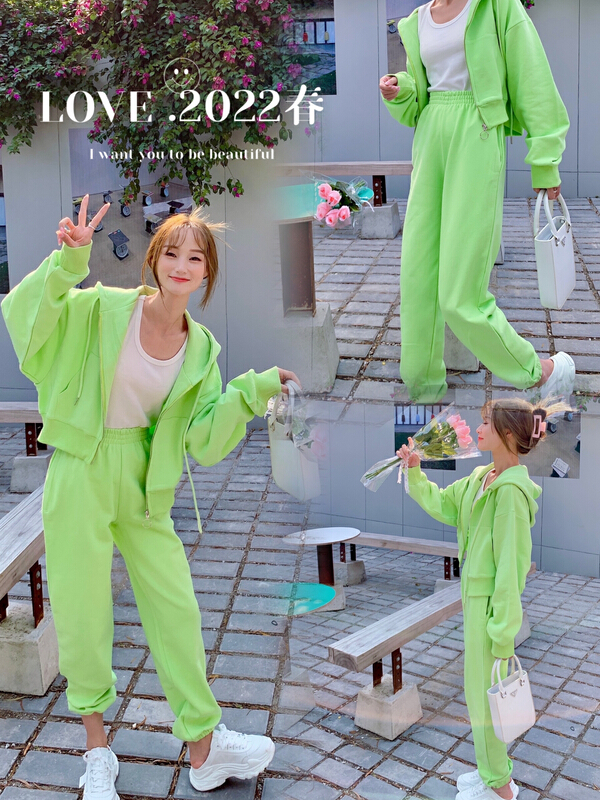 New year in early spring! [love] zipper versatile jacket + loose legged casual pants set ys1-810# WTT