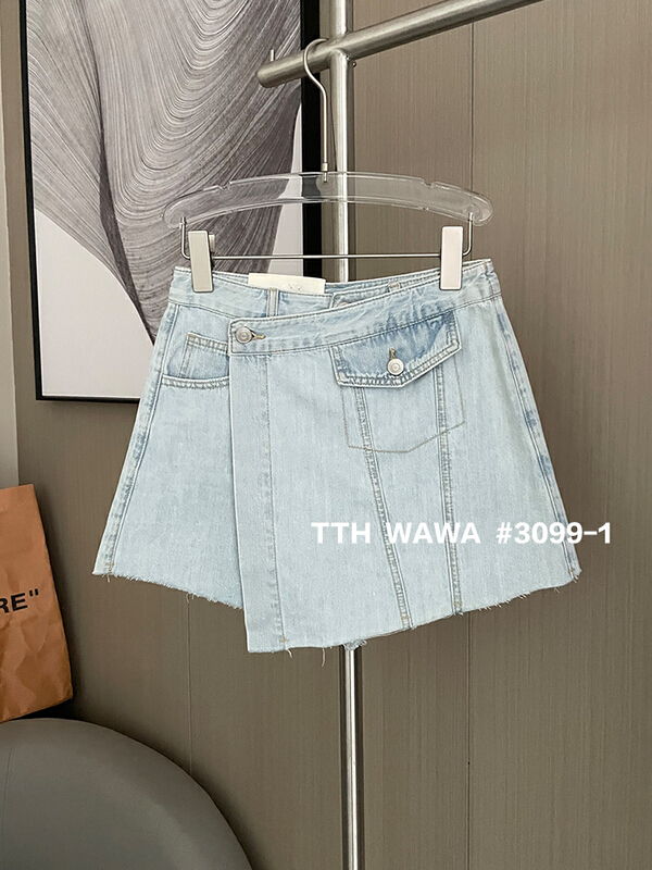 【WAWA】韓版休閒百搭顯瘦牛仔裙褲  003099-1#  OZQ