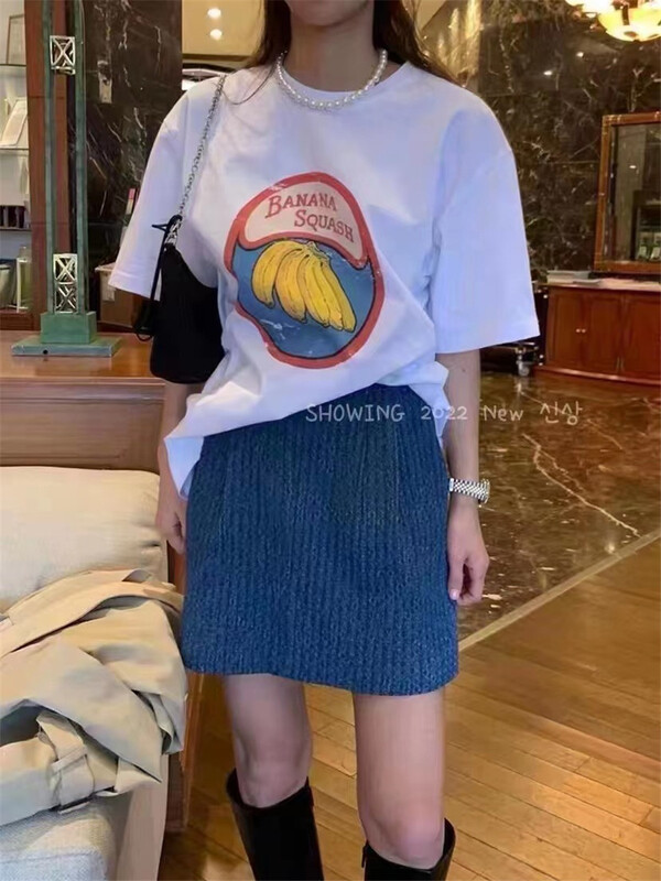 goods in stock! New in early summer! [Susan] casual personalized banana print short sleeve T-shirt z700# LSW