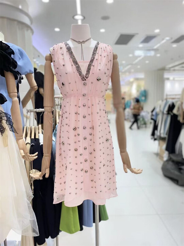 [spy] Korean V-neck minority design dress d018# JJ