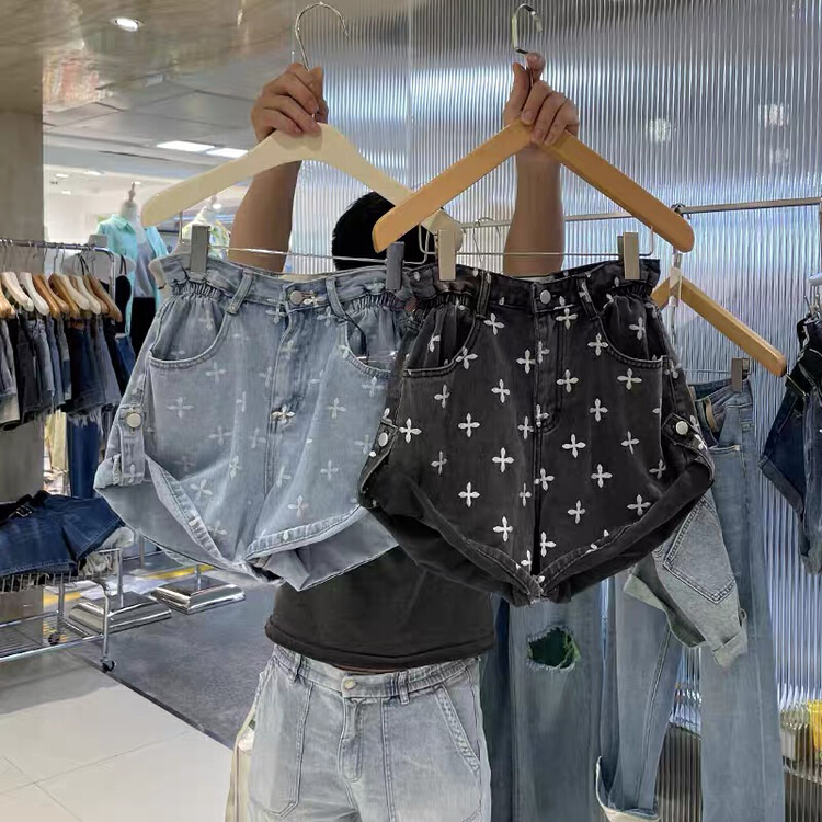 New in early summer! [by flow] Fashion Cross Korean versatile denim shorts w312# XYY