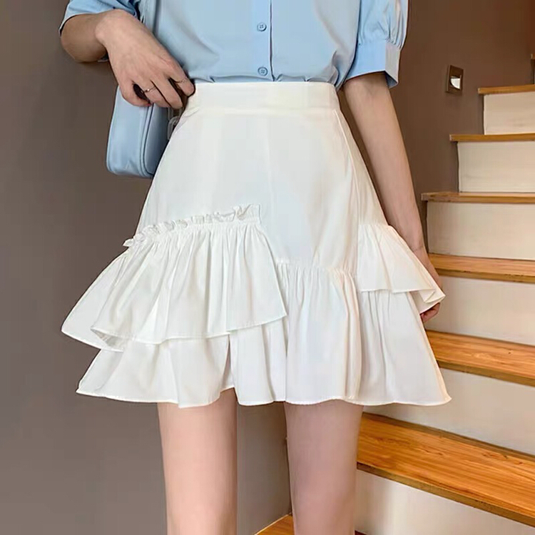 [love in clothes] Ruffle hem versatile design irregular skirt 8625# Cl