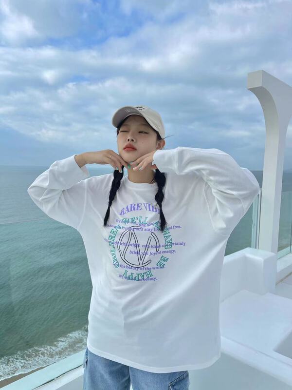 New year in early spring! [ecru] Korean round neck versatile long sleeve T-shirt 13527# zxl