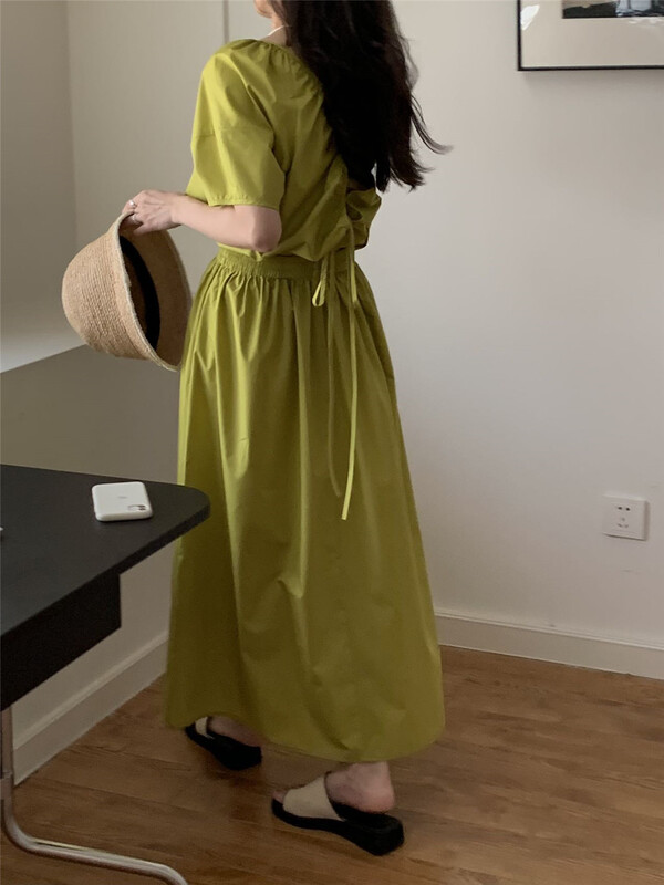 goods in stock! [Gabrielle] Korean pure color elastic waist skirt (excluding top) b2248# zxl