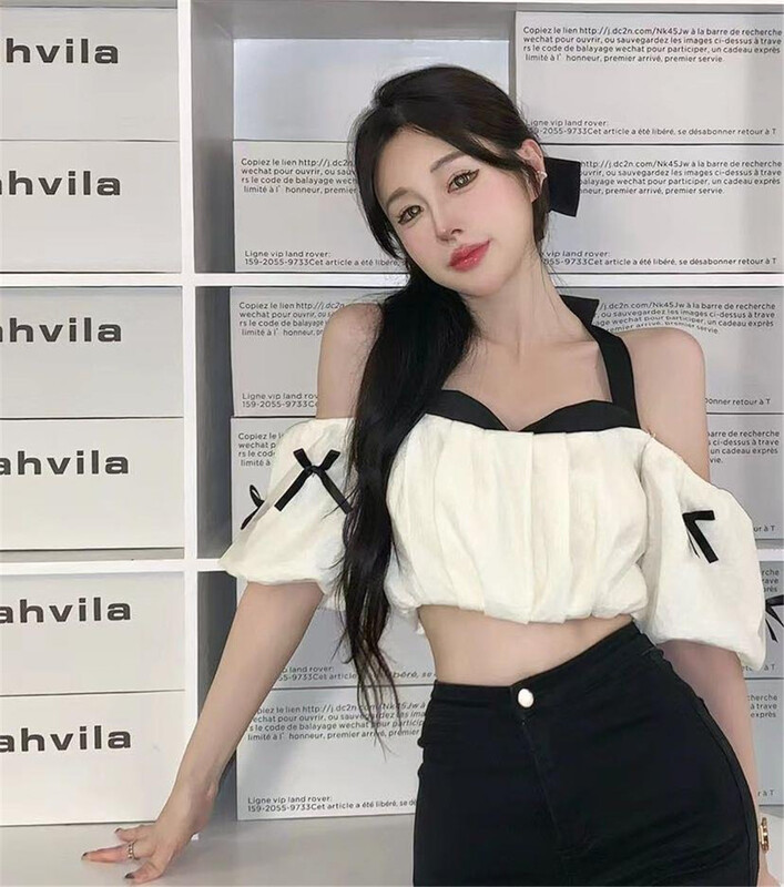 [hearteat] French sweet off shoulder short shirt 513# zjy