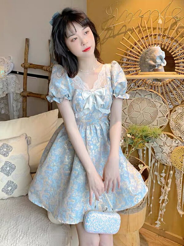 [L.L studio] French Style Floral waist dress (detachable with bow) 7470# PCZ