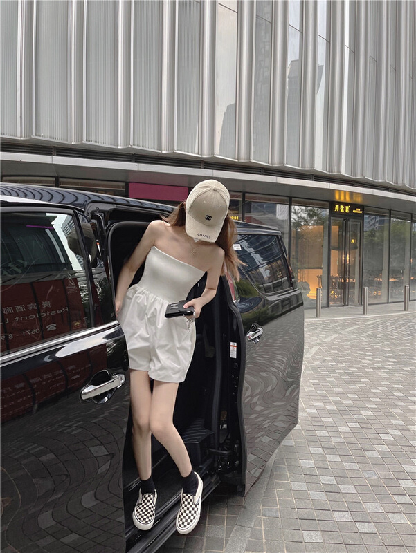 [kakajia] one shoulder strapless, sweet and cool temperament, wide leg Jumpsuit 2043# ozq