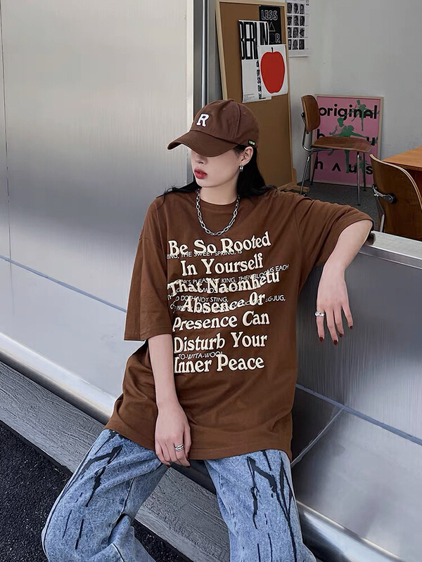 [lab eeda] original letter printed men's and women's fashion brand American high street loose couple half sleeve short sleeve T-shirt 3037# ozq