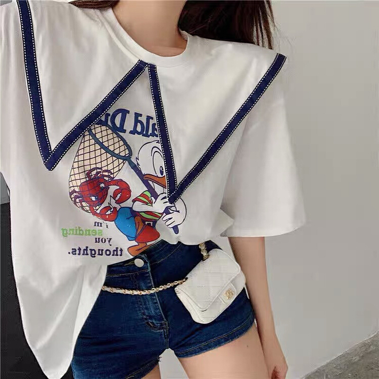 New in early summer! Navy Academy printed short sleeve T-shirt