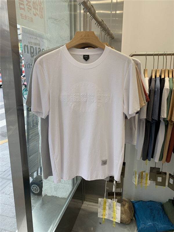 [Gu liangmu] round neck versatile patch cloth short sleeve T-shirt 5119# ZZL