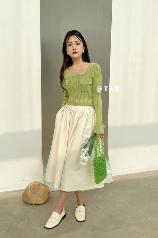 New year in early spring· [tabmini] simple solid medium length skirt c19290-j# WPL
