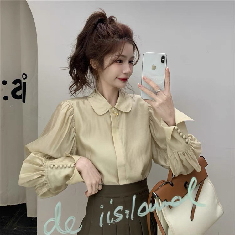 New year in early spring! [L.L studio] Korean sweet loose bubble sleeve doll collar shirt 7079# PCZ