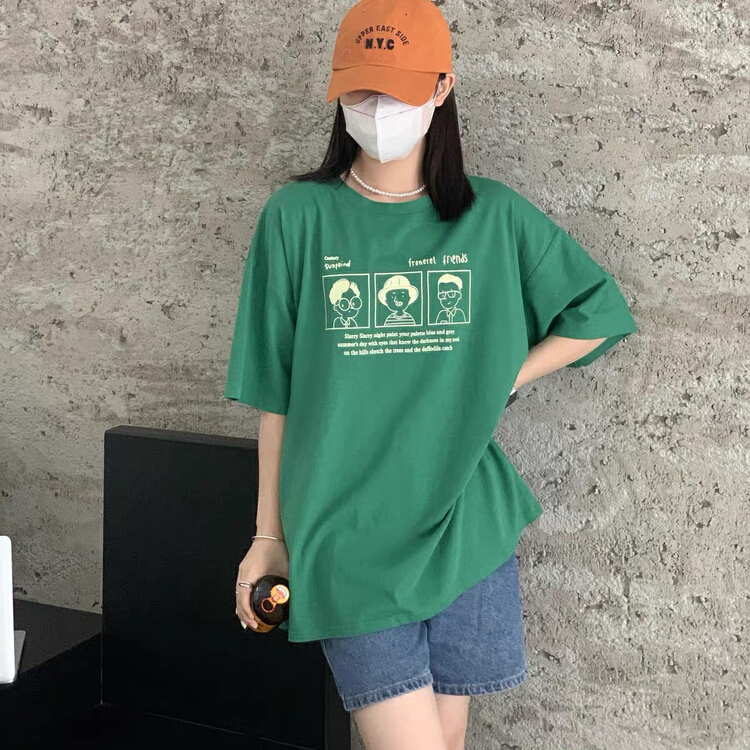 [TA +] Korean fashion printed short sleeve T-shirt 8165# XYY