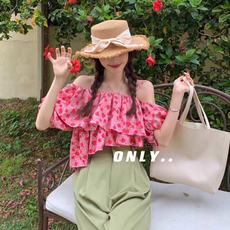 [only] irregular single sling sexy floral blouse (only selling blouses) 1876# JJ