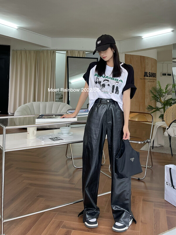 New in early summer! [Meet Rainbow] raglan sleeve Vintage Print short sleeve T-shirt 28691# LSL