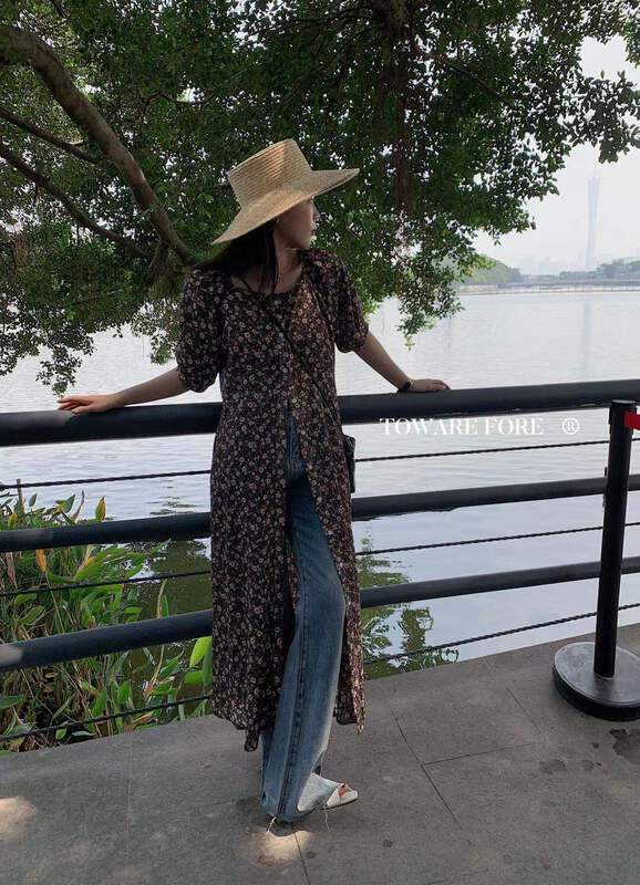 goods in stock! New year in early spring! [ward front] floral versatile sweet dress w6072# zxl