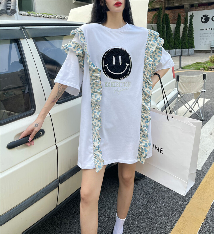 [3 + 2] fashion smiley face niche short sleeve T-shirt 3238# WPL