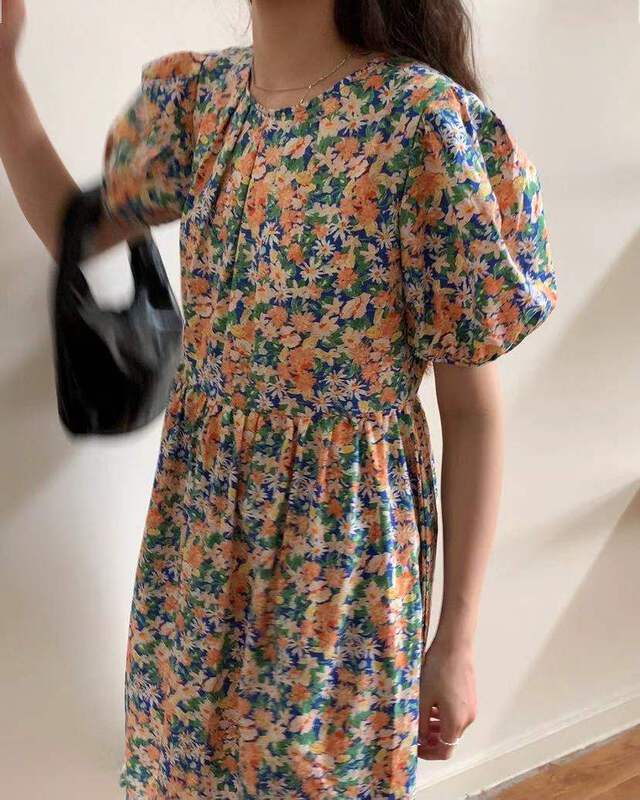 [bluepops] floral slim dress a2370# zxl