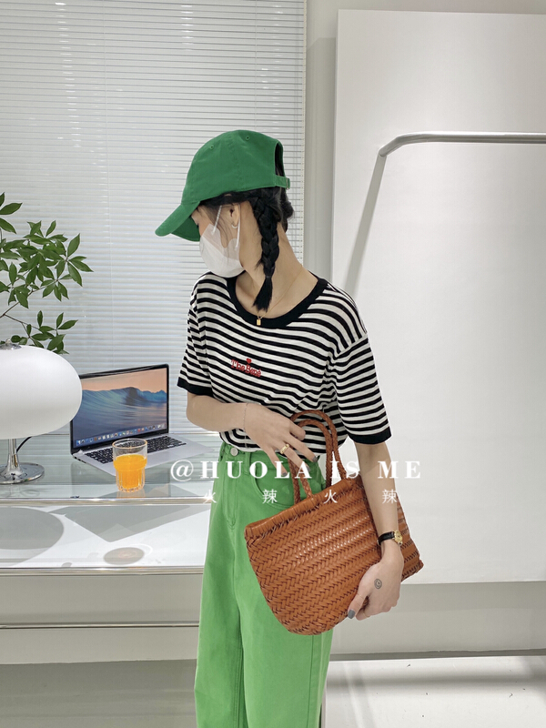 New year in early spring! [hot Huola is me] stripe versatile loose short sleeve T-shirt 203# cqw