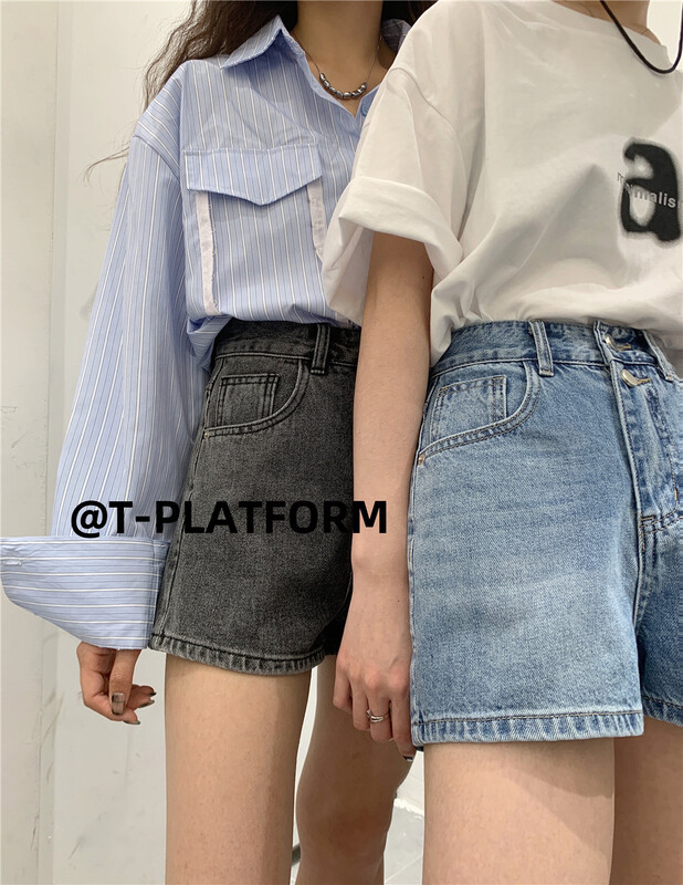 New in early summer! [t-platform] high waist, slim and versatile denim shorts w6130# zxx