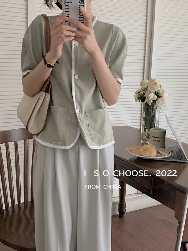 New in early summer! [ISO Korean] loose and thin, foreign style shirt 66071# hjy