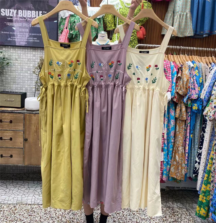 goods in stock! New in early summer! [N21] Vintage elegant flower embroidery suspender dress 0872# WPL