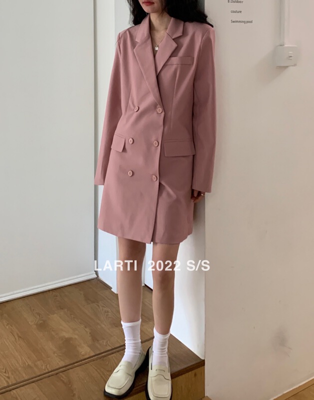 New year in early spring! [larti] Korean double row button medium length suit 11107# ll