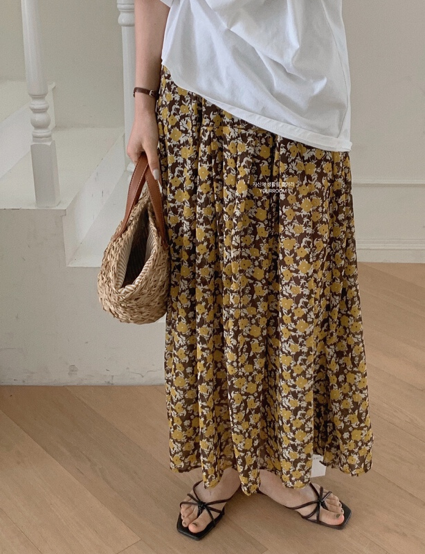 [your room] elastic waist floral skirt 503-1# cqw