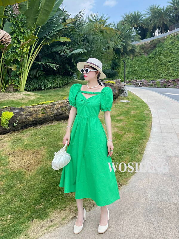 [woshang] careful machine design bubble sleeve gentle first love dress 1240# XYJ