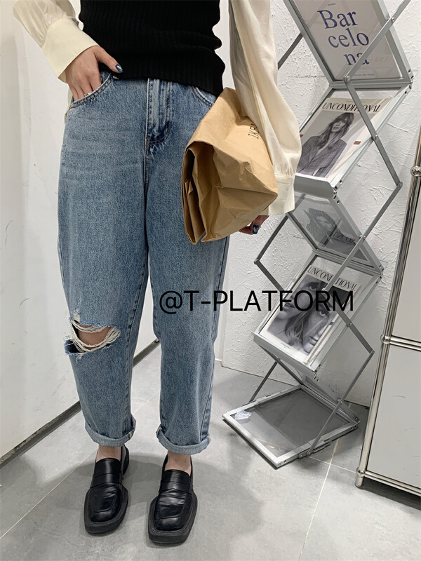 goods in stock! [t-platform] fashion trend ripped jeans 8129# zxx