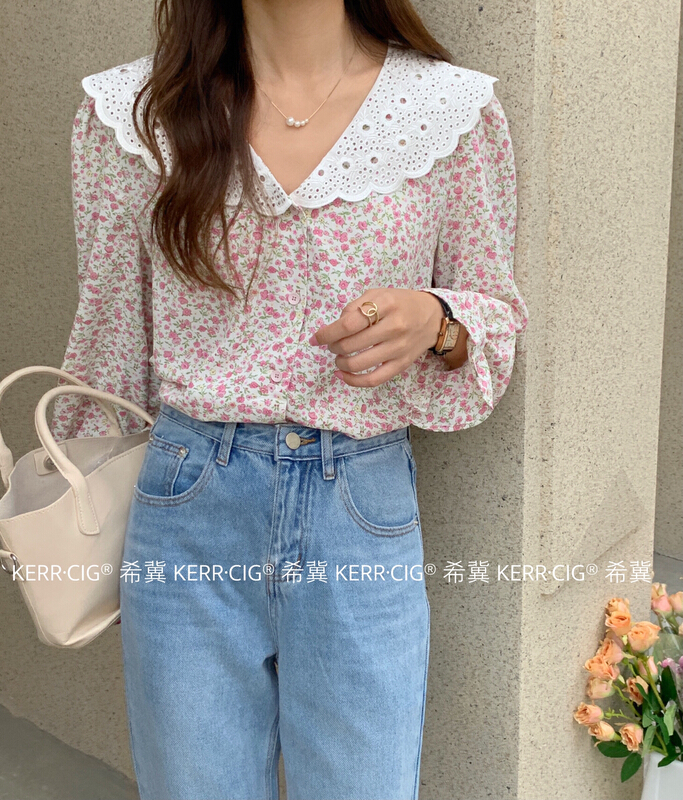 New year in early spring! [CIG] Korean version small broken flower jacket gentle minority healing shirt 6023# Cl