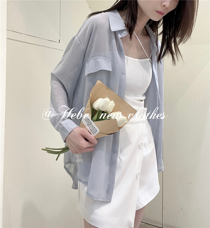 [Hebe] simple and versatile single breasted sunscreen shirt 8909# XYJ